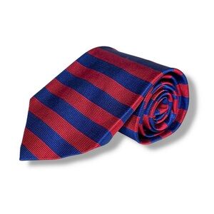BROOKS BROTHERS Woven 100% Silk Tie Navy & Red Stripes